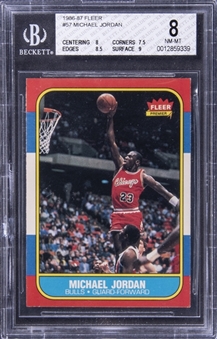 1986/87 Fleer #57 Michael Jordan Rookie Card – BGS NM-MT 8